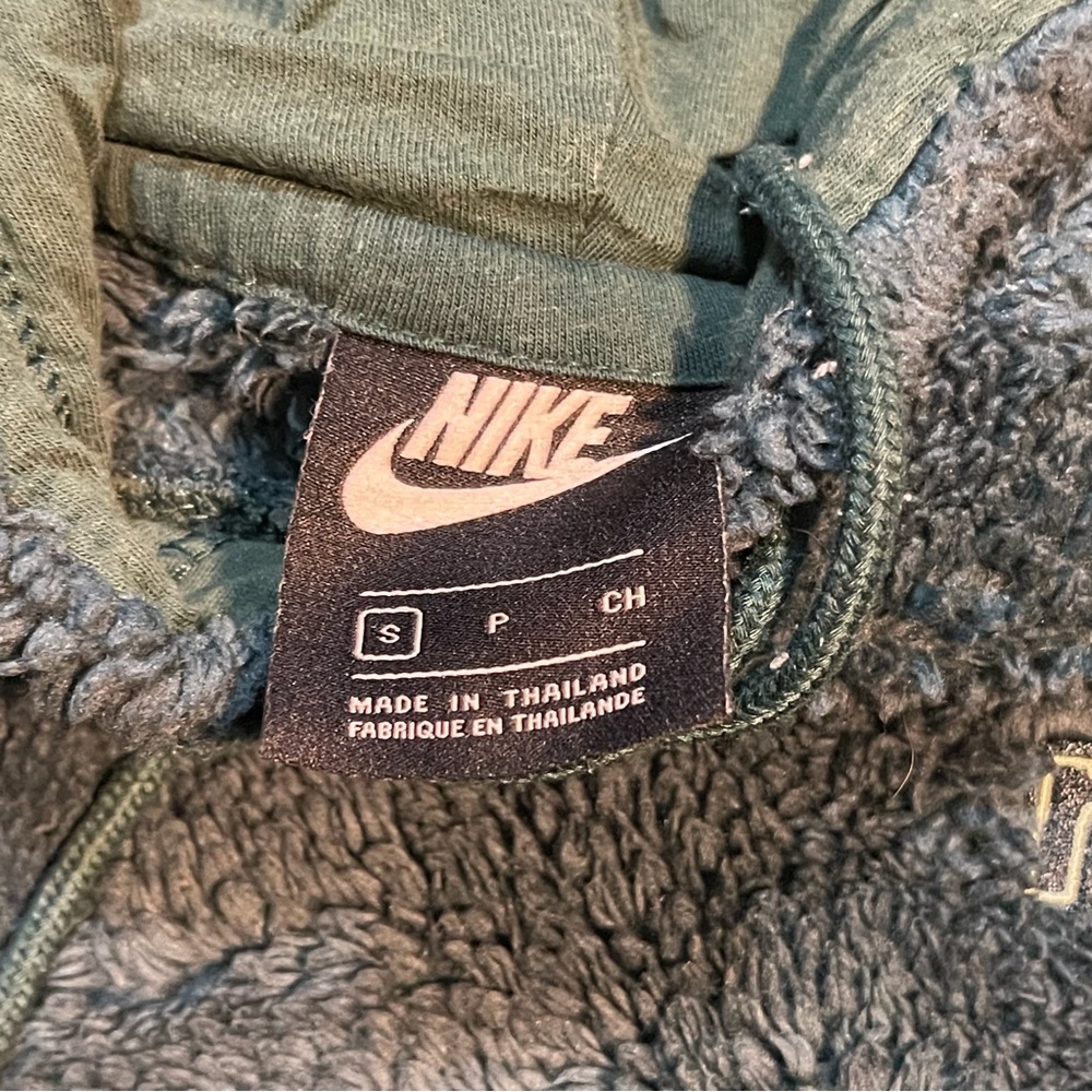 Nike Women Sherpa Fleece Hoodie Green Plush Pullover Small BV5132-355 - Picture 5 of 6